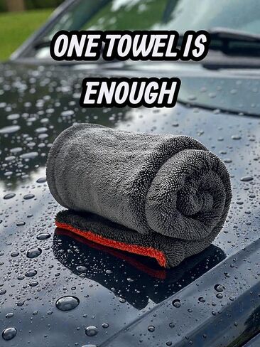 24"x36" Car Drying Towel – Dual-Color Black & Crimson Red | 1300 GSM Twist Loop Microfiber | Ultra Absorbent, Lint-Free, Scratch-Free | Fast Drying for Cars, Trucks & SUVs in Saudi Arabia