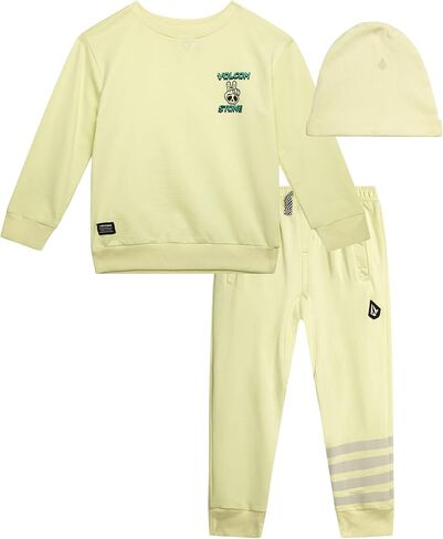 Volcom Boys Sweatsuit Set - 3 Piece French Terry Active Sweatshirt, Jogger Sweatpants and Hat - Boys Jogger Pants Set in Kuwait