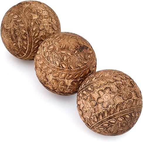 كرة كيمونا المزخرفة من خشب المانجو أو للاستخدام الفردي مثالية للاستخدام في غرفة المعيشة وغرفة الطعام | طاولة القهوة وديكور المنزل (مجموعة من 3)، (3 × 3 × 3 بوصة) in Kuwait