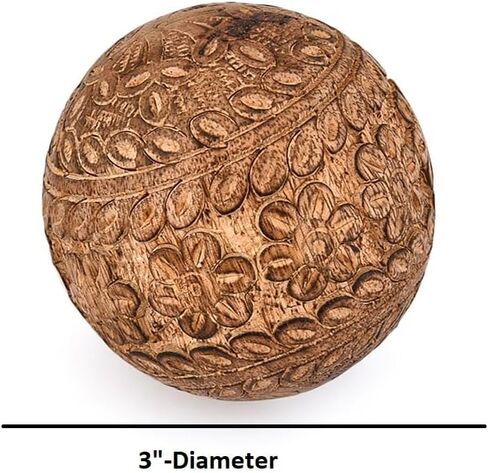 كرة كيمونا المزخرفة من خشب المانجو أو للاستخدام الفردي مثالية للاستخدام في غرفة المعيشة وغرفة الطعام | طاولة القهوة وديكور المنزل (مجموعة من 3)، (3 × 3 × 3 بوصة) in Kuwait