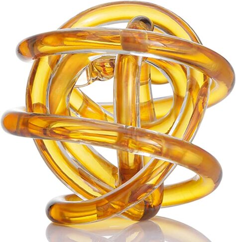 Glass Knot Teal Decor Ball - 6 Inch Hand Blown Infinity Sculpture Orbit Home Decor Table Decoration Interio Art in Saudi Arabia