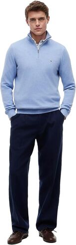 TOMMY HILFIGER Men's 1/4 Zip Mockneck Pullover Sweater, BlueHtr, M in Saudi Arabia