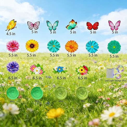 Spring Decor for Home - 49Pcs Hanging Flower Butterfly Hanging Swirls with Led Lights for Spring Summer Easter Flower Butterfly Themed Birthday Party Decorations (Flower) in Saudi Arabia
