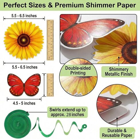 Spring Decor for Home - 49Pcs Hanging Flower Butterfly Hanging Swirls with Led Lights for Spring Summer Easter Flower Butterfly Themed Birthday Party Decorations (Flower) in Saudi Arabia
