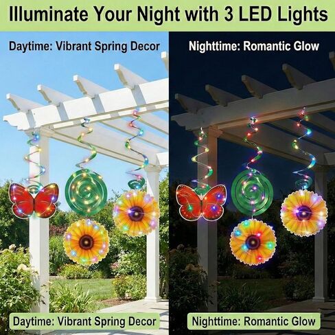 Spring Decor for Home - 49Pcs Hanging Flower Butterfly Hanging Swirls with Led Lights for Spring Summer Easter Flower Butterfly Themed Birthday Party Decorations (Flower) in Saudi Arabia