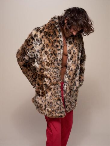 crazynekos Men's Faux Fur Coat Winter Long Fleece Jacket Luxury Fluffy Lapel Overcoat Warm Cardigan Outwear in Saudi Arabia