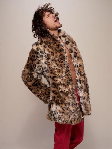 crazynekos Men's Faux Fur Coat Winter Long Fleece Jacket Luxury Fluffy Lapel Overcoat Warm Cardigan Outwear in Saudi Arabia
