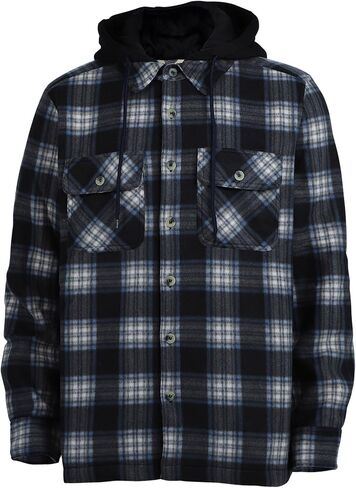 LeeHanTon Mens Heavyweight Hoodies Casual Zip Up Plaid Flannel Shirt Jackets Winter Thick Berber Lined Fleece Coat in Saudi Arabia