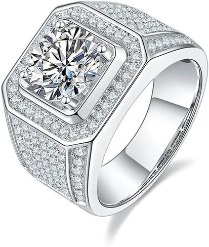 14K Gold Mens Trendsetting 3 Carat D-color VVS2 Wedding Rings,Hip Hop Style Diamond Ring,Trendsetting Father's Day Gift for the Hip Hop Enthusiast Dad in Saudi Arabia