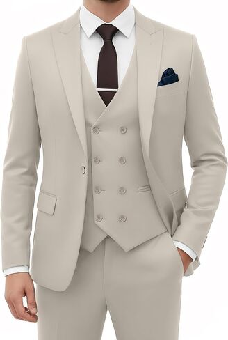 Suit for Men Wedding Slim Fit 3 Piece Set Blazer Jacket Vest Pants Tuxedo Suits for Groomsmen Business Prom Party Sport Coat in Saudi Arabia