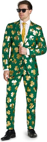Opposuits Men's St. Paddy's Day Suit - St. Patrick's Day Party Wear - Slim Fit - Including Blazer, Pants and Tie - Green in Saudi Arabia