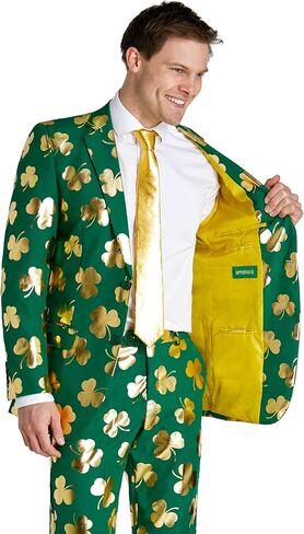Opposuits Men's St. Paddy's Day Suit - St. Patrick's Day Party Wear - Slim Fit - Including Blazer, Pants and Tie - Green in Saudi Arabia
