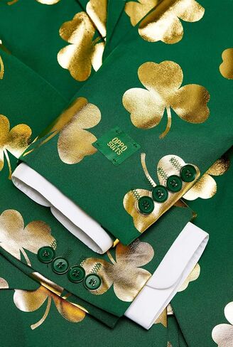 Opposuits Men's St. Paddy's Day Suit - St. Patrick's Day Party Wear - Slim Fit - Including Blazer, Pants and Tie - Green in Saudi Arabia