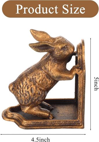 2 Pcs Decorative Bookends Antique Gold Bunny Book Ends, Heavy Duty Cast Iron Book Ends for Shelves,Unique bookends for Heavy Books, Vintage Antique Decor 5.3 lbs in Saudi Arabia