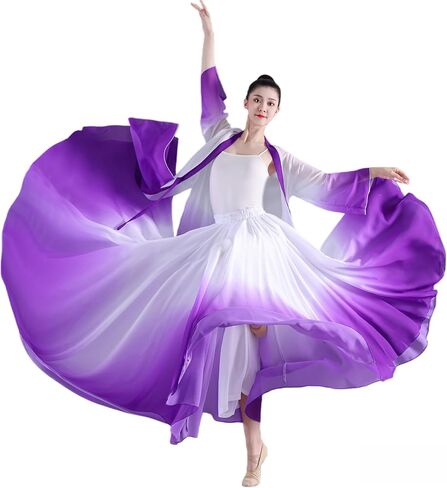 CISMARK 720 35" Long Women's Fairy Lyrical Dance Skirt Gradient Color Swing Skirt Ballet Modren Dance Costumes in Saudi Arabia