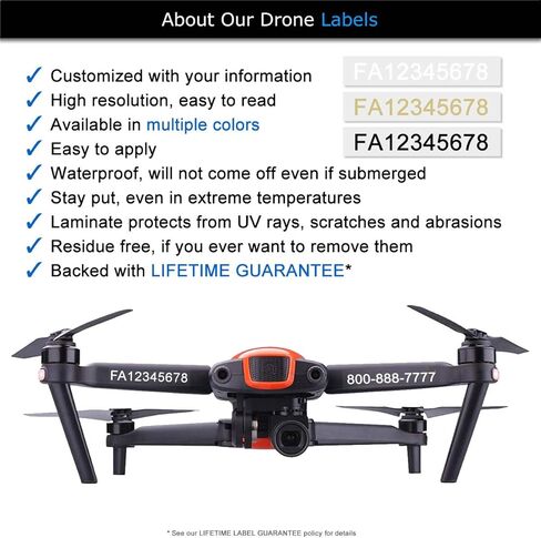 FAA Drone Identification Bundle - Labels (2 Sets of 3) + FAA UAS Registration ID Card for Hobbyist Pilots + Lanyard and ID Card Holder - for All EVO Drones in Saudi Arabia