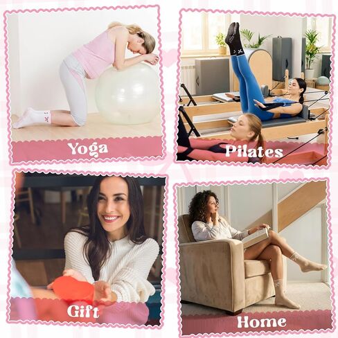 4 Pairs Cute Pilates Grip Socks Women Cute Non Slip Ruffle Crew Yoga Socks with Bow for Ballet in Saudi Arabia