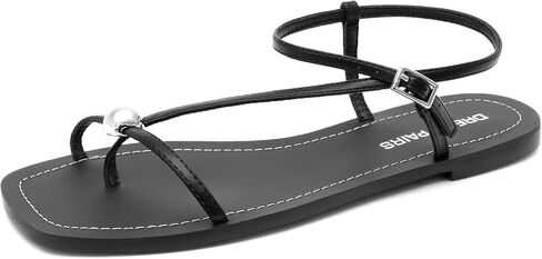 DREAM PAIRS Women's Strappy Flat Sandals for Women Comfortable Open Square Toe Sandals Dressy Beach Thong Cute Wedding Summer Ankle Strap Sandals in Saudi Arabia