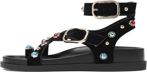 CELNEPHO Flat Sandals for Women Strappy Adjustable Comfortable Casual Open Toe Bohemian Retro Beach Summer Thong Studded Fashion Flip Flops in Saudi Arabia