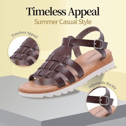 Saidoteto Women’s Flat Fisherman Sandals, Comfortable Open Toe Low Wedge Walking Sandals with Cushioned Insole for Summer & Casual Wear in Saudi Arabia