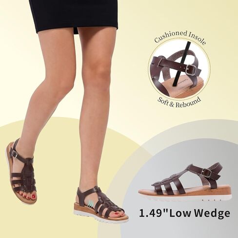 Saidoteto Women’s Flat Fisherman Sandals, Comfortable Open Toe Low Wedge Walking Sandals with Cushioned Insole for Summer & Casual Wear in Saudi Arabia