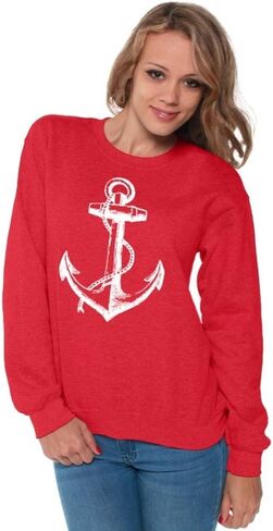 Awkwardstyles Women's Anchor White Crewneck Sea Marine Sweatshirt + Bookmark in Saudi Arabia