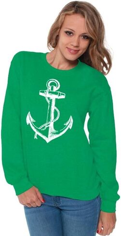 Awkwardstyles Women's Anchor White Crewneck Sea Marine Sweatshirt + Bookmark in Saudi Arabia