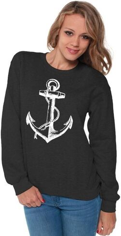 Awkwardstyles Women's Anchor White Crewneck Sea Marine Sweatshirt + Bookmark in Saudi Arabia