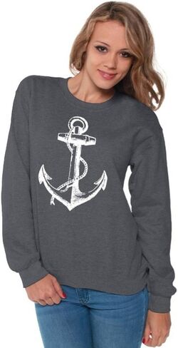 Awkwardstyles Women's Anchor White Crewneck Sea Marine Sweatshirt + Bookmark in Saudi Arabia