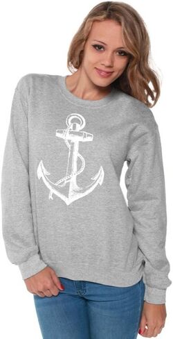 Awkwardstyles Women's Anchor White Crewneck Sea Marine Sweatshirt + Bookmark in Saudi Arabia