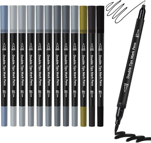 Skin Tone Double Tip Brush Pens Art Markers,24 Colored Artist Fine Brush Pen Coloring Markers for Adult Book Drawing Art Craft Kit in Saudi Arabia
