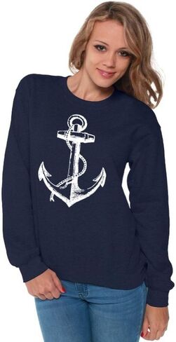 Awkwardstyles Women's Anchor White Crewneck Sea Marine Sweatshirt + Bookmark in Saudi Arabia