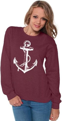 Awkwardstyles Women's Anchor White Crewneck Sea Marine Sweatshirt + Bookmark in Saudi Arabia