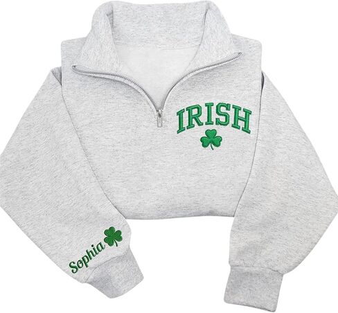Personalized St. Patrick’s Day Embroidered Sweatshirt, Custom Name Irish Shamrock Green Crewneck Gift in Saudi Arabia