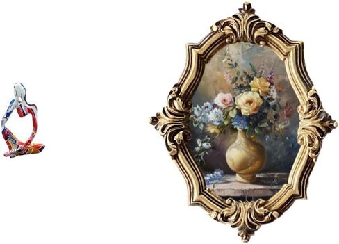 Fenteer Resin Statue Sitting Thinker Resin Statue Figurine Ornament Photo Frame Picture Frame Artwork Frame Crafted from Resin Suitable for Gift Givin in Saudi Arabia