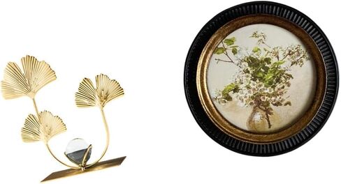 Fenteer Figurine Statue with Metal Flowers Leaf Sculpture and European Retro Design Resin Photo Frame Round Picture Frame Suitable for Gift Giving Home Decora in Saudi Arabia