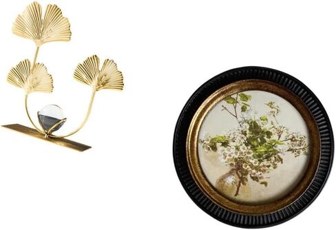 Fenteer Figurine Statue with Metal Flowers Leaf Sculpture and European Retro Design Resin Photo Frame Round Picture Frame Suitable for Gift Giving Home Decora in Saudi Arabia