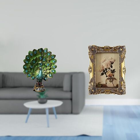 Peacock Statue Animal Sculpture Collection and Photo Frame Ornate Picture Frame Vintage Resin Decorative Photo Display Frame Ornament for Elegant in Saudi Arabia