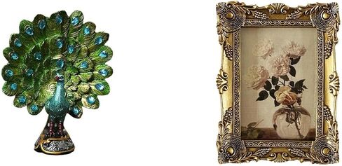 Peacock Statue Animal Sculpture Collection and Photo Frame Ornate Picture Frame Vintage Resin Decorative Photo Display Frame Ornament for Elegant in Saudi Arabia