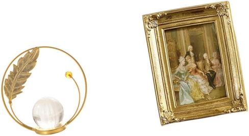 Crystal Resin Ball Sculpture Metal Figurine Desk Ornament Statue Stand Glass Front Picture Frame Card Display Holder Poster for Hallway Fireplace in Saudi Arabia