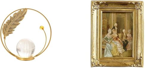 Crystal Resin Ball Sculpture Metal Figurine Desk Ornament Statue Stand Glass Front Picture Frame Card Display Holder Poster for Hallway Fireplace in Saudi Arabia