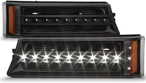 ACANII - For 2003-2006 Chevy Silverado 1500 2500 3500 LED Bumper Parking Lights Signal Lamps Left+Right - Black Housing in Saudi Arabia