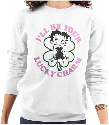 Brisco Brands Betty Boop Saint Paddys Lucky Charm Sweatshirt for Men or Women in Saudi Arabia