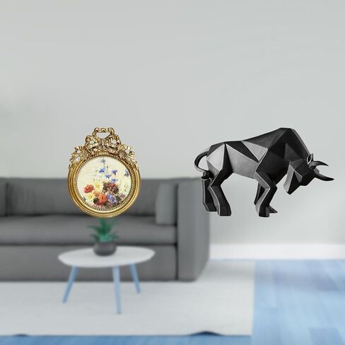 Antique Bull Frame Vintage Sculpture Round Resin Picture Display European Collectible Figurine for Wedding Office Tabletop Gift in Saudi Arabia