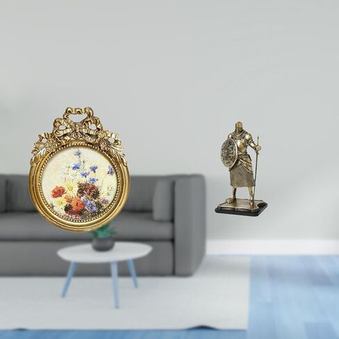 European Ornate Antique Photo Frame and Knight Sculpture Creative Vintage Picture Frame Decorative Figurine for Wedding Gift Entryway Living Room Home in Kuwait