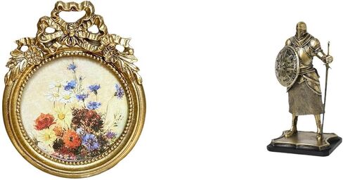 European Ornate Antique Photo Frame and Knight Sculpture Creative Vintage Picture Frame Decorative Figurine for Wedding Gift Entryway Living Room Home in Kuwait