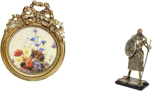European Ornate Antique Photo Frame and Knight Sculpture Creative Vintage Picture Frame Decorative Figurine for Wedding Gift Entryway Living Room Home in Kuwait