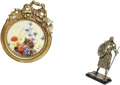 European Ornate Antique Photo Frame and Knight Sculpture Creative Vintage Picture Frame Decorative Figurine for Wedding Gift Entryway Living Room Home in Kuwait