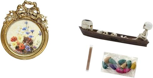 Fenteer 1 Piece Round Picture Frame Decorative Ornate Resin Ship Burner Figurine Small Vintage Golden Frame Suitable for Home Office Desktop Wal in Saudi Arabia