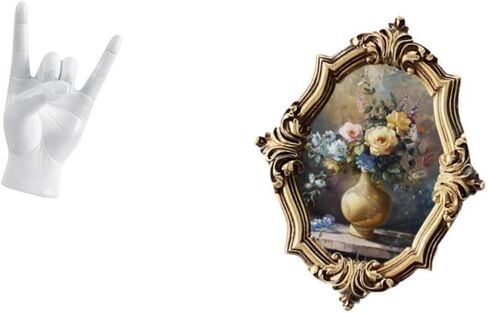 Fenteer Rock Gesture Statue Resin Hand Figurine Vintage Picture Frame Photo Display Artwork Suitable for Offices Bedrooms Gift Giving Home De in Saudi Arabia